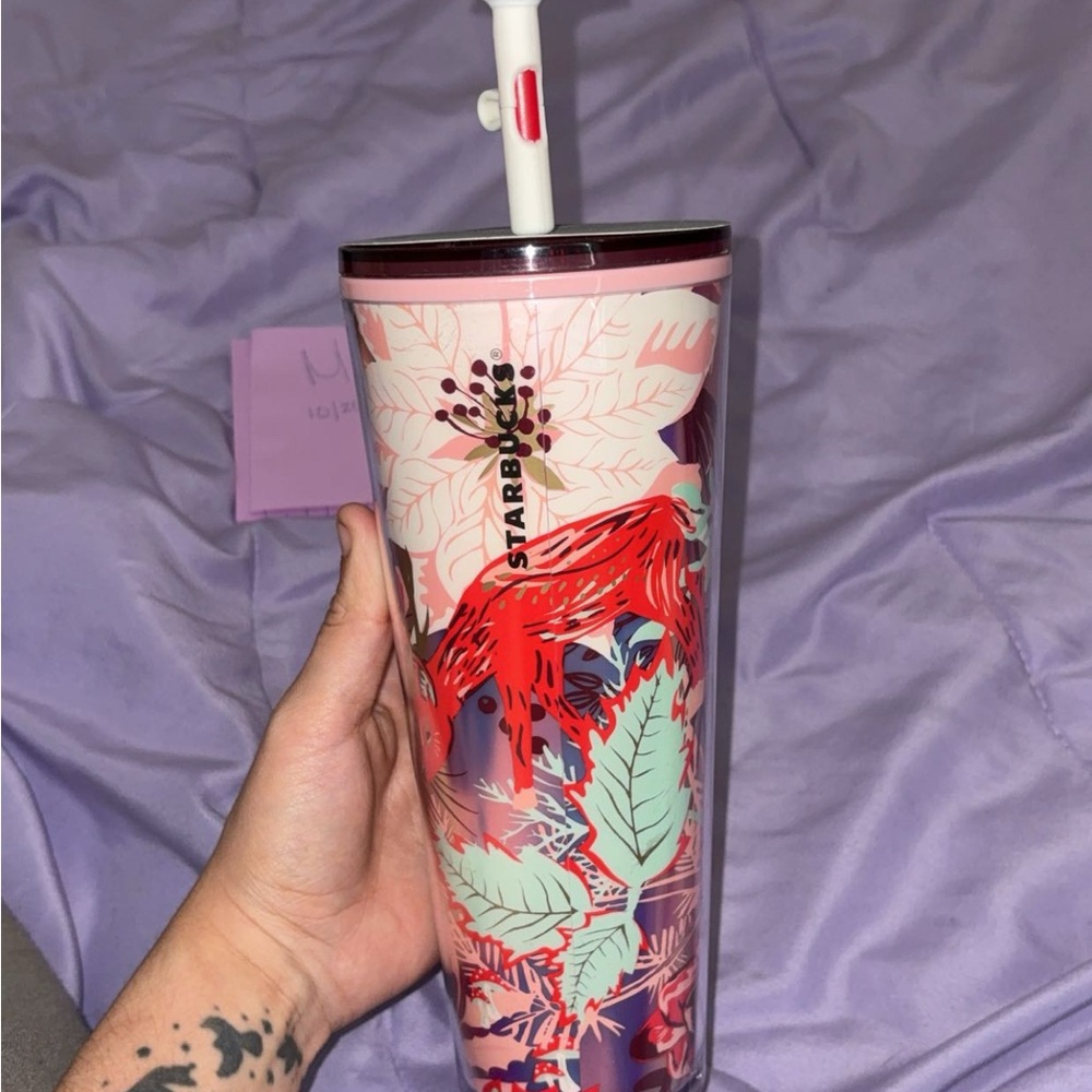 Starbucks Tropical Mushroom Leaf Tumbler with Straw